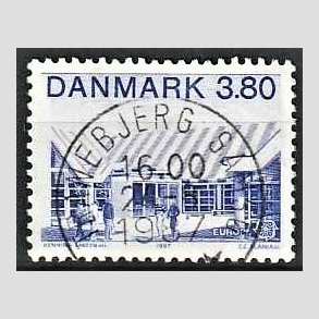 FRIM�RKER DANMARK | 1987 - AFA 883 - Europam�rker - 3,80 Kr. bl� - Pragt Stemplet