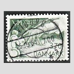 FRIM�RKER DANMARK | 1984 - AFA 797 - WM i billard - 3,70 Kr. gr�n - Pragt Stemplet