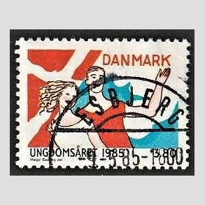FRIM�RKER DANMARK | 1985 - AFA 828 - Ungdoms�r - 3,80 Kr. flerfarvet - Pragt Stemplet