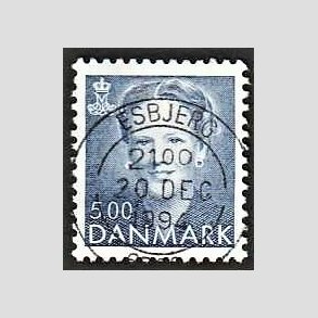 FRIMRKER DANMARK | 1992 - AFA 1019 - Dronning Margrethe - 5,00 Kr. bl - Pragt Stemplet