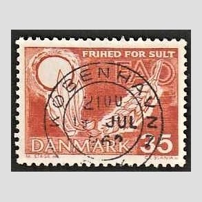 FRIM�RKER DANMARK | 1963 - AFA 412 - FAO anti-hunger - 35 �re brunr�d - Lux Stemplet