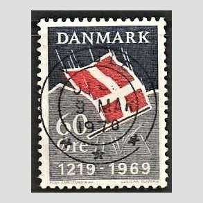 FRIM�RKER DANMARK | 1969 - AFA 484 - Dannebrog 750 �r. - 60 �re m�rkbl�/gr�/r�d - Pragt Stemplet