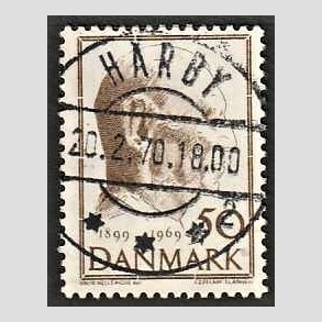 FRIM�RKER DANMARK | 1969 - AFA 480 - Fredrik IX 70 �r - 50 �re brun - Pragt Stemplet H�rby