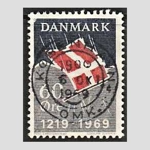 FRIM�RKER DANMARK | 1969 - AFA 484 - Dannebrog 750 �r. - 60 �re m�rkbl�/gr�/r�d - Pragt Stemplet