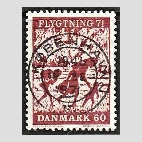 FRIM�RKER DANMARK | 1971 - AFA 511 - Flygtning 71 - 60 �re brunkarmin - Pragt Stemplet