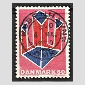 FRIM�RKER DANMARK | 1969 - AFA 489 - Non-figurativ tegning - 60 �re lillar�d/r�d/bl� - Pragt Stemplet
