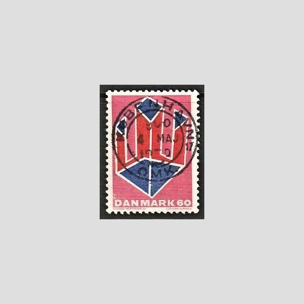 FRIMRKER DANMARK | 1969 - AFA 489 - Non-figurativ tegning - 60 re lillard/rd/bl - Pragt Stemplet