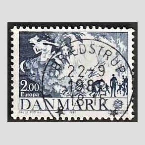 FRIM�RKER DANMARK | 1981 - AFA 728 - Folklore - 2,00 Kr. bl� - Pragt Stemplet