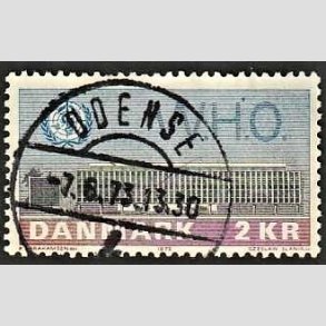 FRIM�RKER DANMARK | 1972 - AFA 533 - W.H.O - 2 Kr. bl�/r�d/gr�n - Lux Stemplet