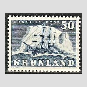 FRIMRKER GRNLAND | 1950 - AFA 33 - Gustav Holm - 50 re bl - Postfrisk