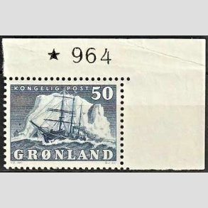 FRIMRKER GRNLAND | 1950 - AFA 33 - Gustav Holm - 50 re bl med vre marginal - Postfrisk
