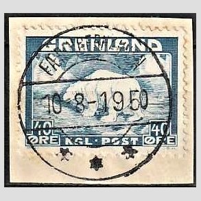 FRIMRKER GRNLAND | 1946 - AFA 27 - Isbjrn - 40 re bl p klip - Lux Stemplet
