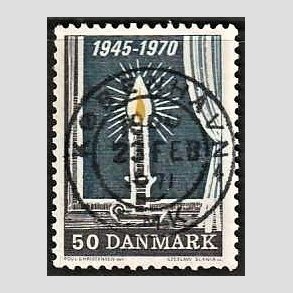 FRIM�RKER DANMARK | 1970 - AFA 496 - Danmark bes�ttelses oph�r 25 �r - 50 �re brun/gul/gr� - Pragt Stemplet