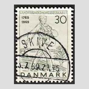 FRIM�RKER DANMARK | 1969 - AFA 477 - Landhusholdningsselskabet 200 �r - 30 �re gr�n - Pragt Stemplet