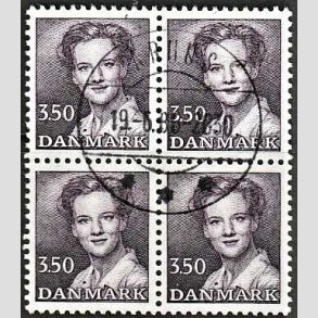 FRIMRKER DANMARK | 1985 - AFA 821 - Dronning Margrethe - 3,50 Kr. brunviolet i 4-blok - Pragt Stemplet