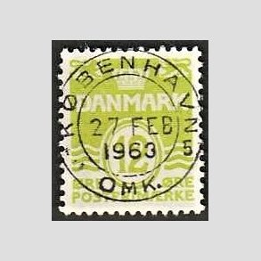 FRIM�RKER DANMARK | 1952-53 - AFA 335 - B�lgelinie 12 �re lysgr�n - Lux Stemplet 