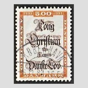 FRIM�RKER DANMARK | 1983 - AFA 781 - Danske Lov 300 �r. - 5,00 Kr. flerfarvet - Pragt Stemplet