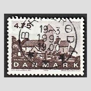 FRIMRKER DANMARK | 1990 - AFA 975 - Jyske landsbykirker - 4,75 Kr. brun - Pragt Stemplet
