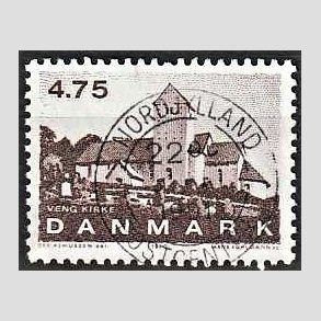 FRIMRKER DANMARK | 1990 - AFA 975 - Jyske landsbykirker - 4,75 Kr. brun - Pragt Stemplet