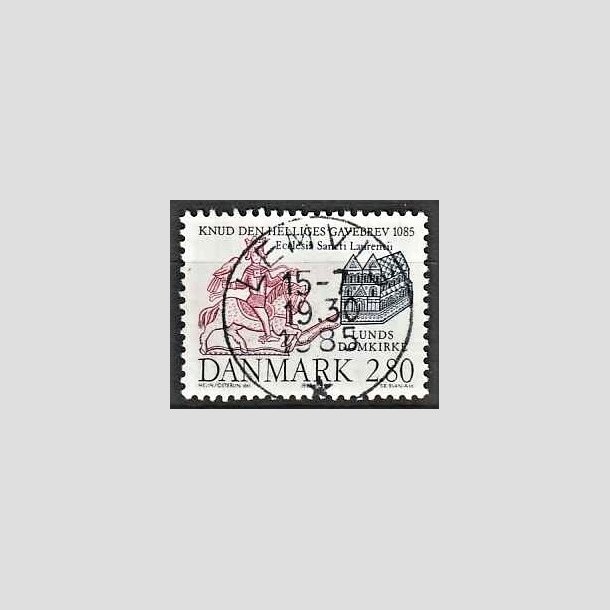 FRIMRKER DANMARK | 1985 - AFA 834 - Domkirken i Lund - 2,80 Kr. mrkbl/lilla - Lux Stemplet