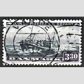 FRIM�RKER DANMARK | 1984 - AFA 811 - Fiskeri og s�fart - 3,30 Kr. sortbl�/violet - Pragt Stemplet Varde