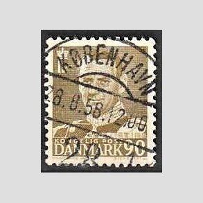 FRIMRKER DANMARK | 1952-53 - AFA 342 - Fr. IX 90 re oliven - Lux Stemplet Kbenhavn