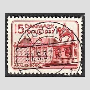 FRIM�RKER DANMARK | 1937 - AFA 241 - Chr. X 25 �re jubil�um 15 �re r�d - Lux Stemplet VOJENS