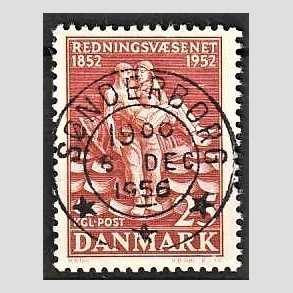 FRIMRKER DANMARK | 1952 - AFA 334 - Redningsvsnet 100 r - 25 re brunrd - Pragt Stemplet Snderborg