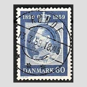 FRIM�RKER DANMARK | 1959 - AFA 376 - Frederik IX 60 �r - 60 �re bl� - Pragt Stemplet R�nde