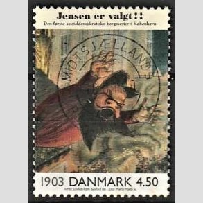 FRIMRKER DANMARK | 2000 - AFA 1236 - 1900-tallet serie 1 - 4,50 Kr. flerfarvet - Pragt Stemplet