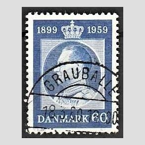 FRIM�RKER DANMARK | 1959 - AFA 376 - Frederik IX 60 �r - 60 �re bl� - Pragt Stemplet Grauballe