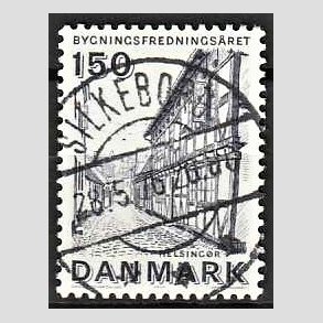 FRIM�RKER DANMARK | 1975 - AFA 593 - Bygningsfredning - 150 �re bl�gr� - Pragt Stemplet Silkeborg
