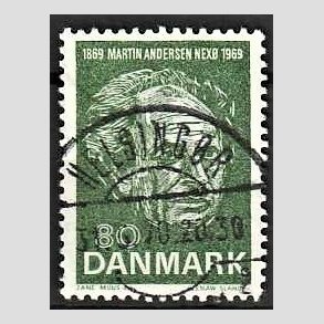 FRIM�RKER DANMARK | 1969 - AFA 485 - Martin Andersen Nex� - 80 �re gr�n - Pragt Stemplet Helsing�r