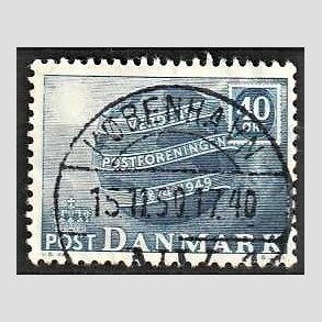 FRIM�RKER DANMARK | 1949 - AFA 316 - Verdenspostforeningen 75 �r - 40 �re bl� - Lux Stemplet K�benhavn