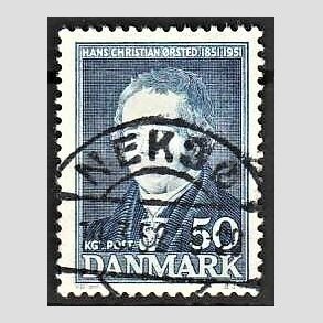 FRIM�RKER DANMARK | 1951 - AFA 330 - Hans Christian �rsted - 50 �re bl� - Lux Stemplet NEKS�
