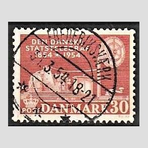 FRIM�RKER DANMARK | 1954 - AFA 356 - Statstelegrafen - 30 �re brunr�d - Pragt Stemplet Frederiksv�rk