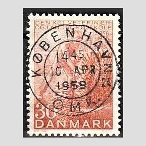 FRIM�RKER DANMARK | 1958 - AFA 372 - Landboh�jskolen 100 �r - 30 �re r�d - Pragt Stemplet