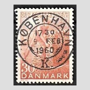 FRIM�RKER DANMARK | 1958 - AFA 372 - Landboh�jskolen 100 �r - 30 �re r�d - Pragt Stemplet K�benhavn