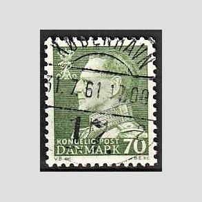FRIMRKER DANMARK | 1961-62 - AFA 399 - Fr. IX 70 re mrkgrn - Pragt Stemplet Kbenhavn