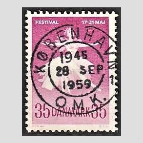 FRIM�RKER DANMARK | 1959 - AFA 377 - Ballet og Musikfestival - 35 �re r�dlilla - Pragt Stemplet �lborg