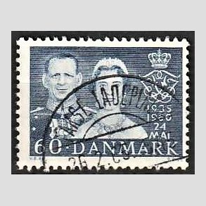 FRIM�RKER DANMARK | 1960 - AFA 385 - S�lvbryllup - 60 �re bl� - Lux Stemplet Fakse Ladeplads