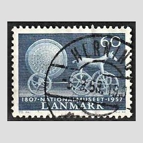 FRIM�RKER DANMARK | 1957 - AFA 371 - Nationalmuseets 150 �r - 60 �re bl� - Pragt Stemplet