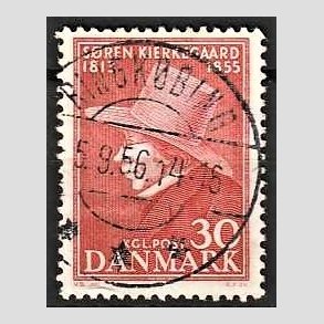 FRIM�RKER DANMARK | 1955 - AFA 365 - S�ren Kierkeghaard - 30 �re r�d - Pragt Stemplet Ringk�bing