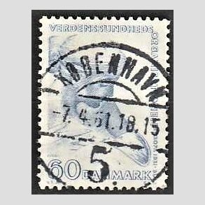 FRIM�RKER DANMARK | 1960 - AFA 388 - WHO - 60 �re bl� - Lux Stemplet K�benhavn