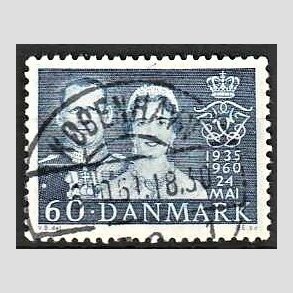 FRIM�RKER DANMARK | 1960 - AFA 385 - S�lvbryllup - 60 �re bl� - Lux Stemplet K�benhavn
