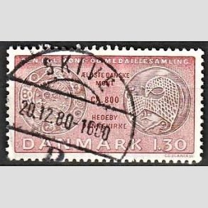 FRIM�RKER DANMARK | 1980 - AFA 708 - Gamle danske m�nter - 1,30 Kr. r�d/r�dbrun - Lux Stemplet Skive