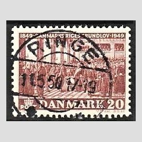 FRIM�RKER DANMARK | 1949 - AFA 315 - Grundloven 100 �r - 20 �re r�dbrun - Lux Stemplet Ringe