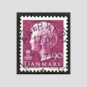FRIMRKER DANMARK | 1974 - AFA 562 - Dronning Margrethe - 90 re violet - Pragt Stemplet kirkeby