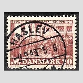 FRIM�RKER DANMARK | 1949 - AFA 315 - Grundloven 100 �r - 20 �re r�dbrun - Lux Stemplet Haslev