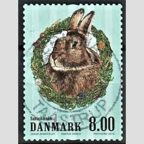 FRIM�RKER DANMARK | 2016 - AFA 1851 - G�rdens dyr - 8,00 Kr. kanin - Pragt Stemplet